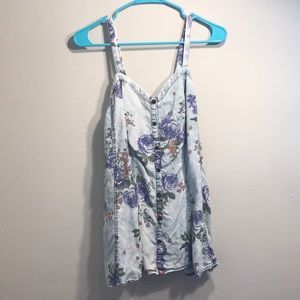 Torrid flowy floral denim tank top
